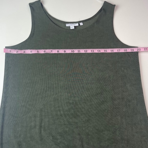 Chicos Olive Green Sleeveless Maxi Dress Side Slit Stretch Size 2 L 070-20C88624 - Picture 7 of 10